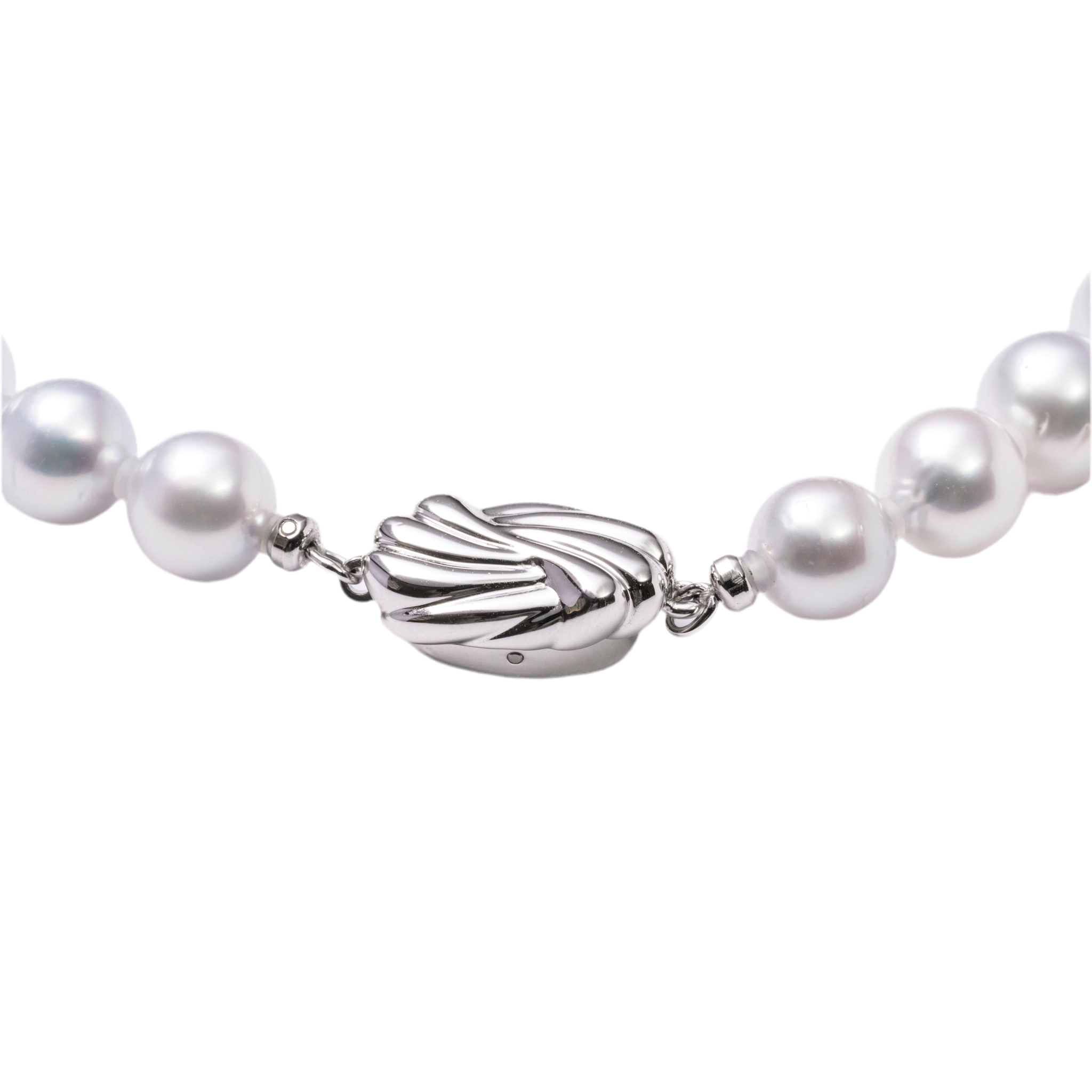 Perlore 7.5mm – 11.1mm Graduated South Sea Pearl Strand – White Silver, Phoenix Grade (Guild Certified)