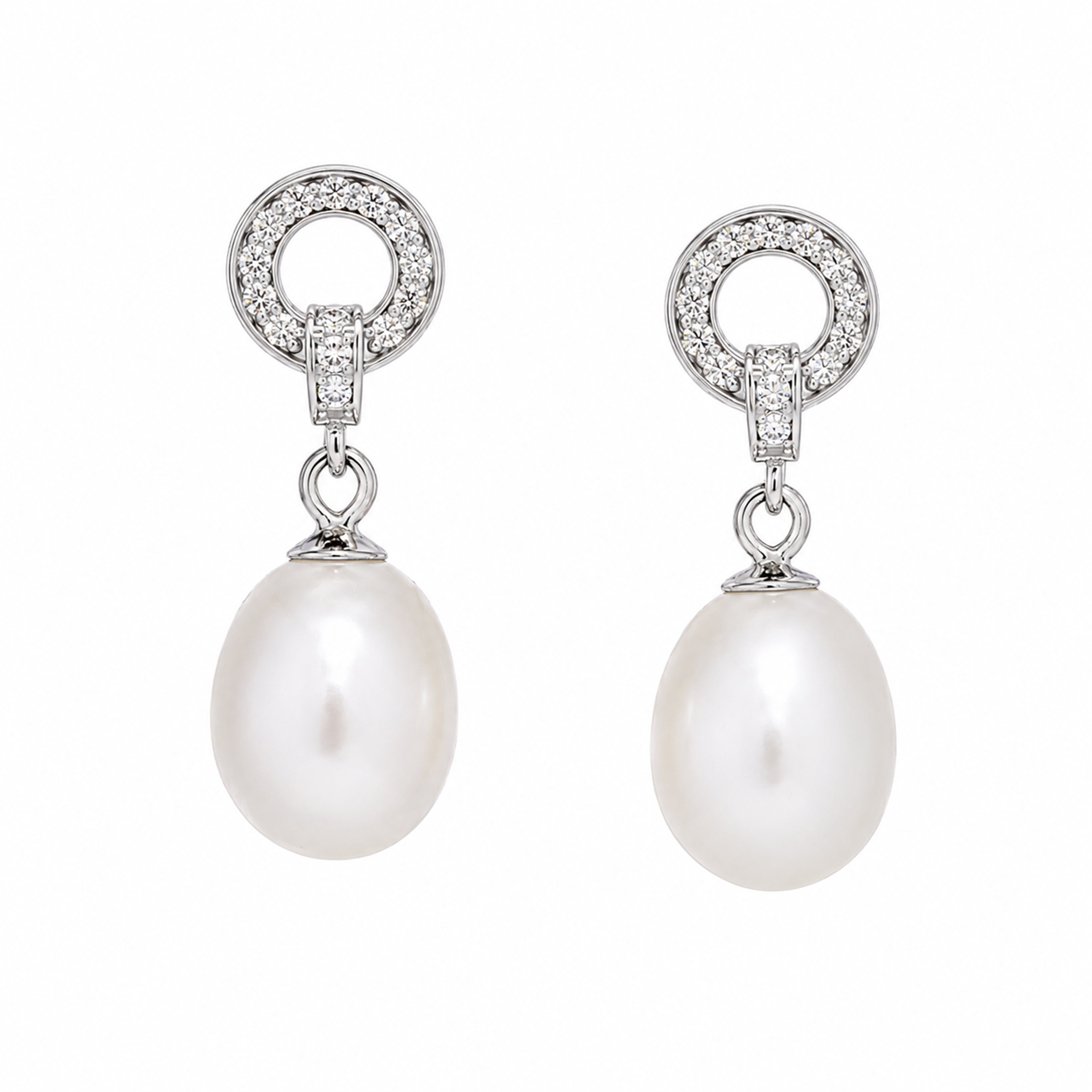 Perlore AAA Halo Ring Teardrop Pearl Drops