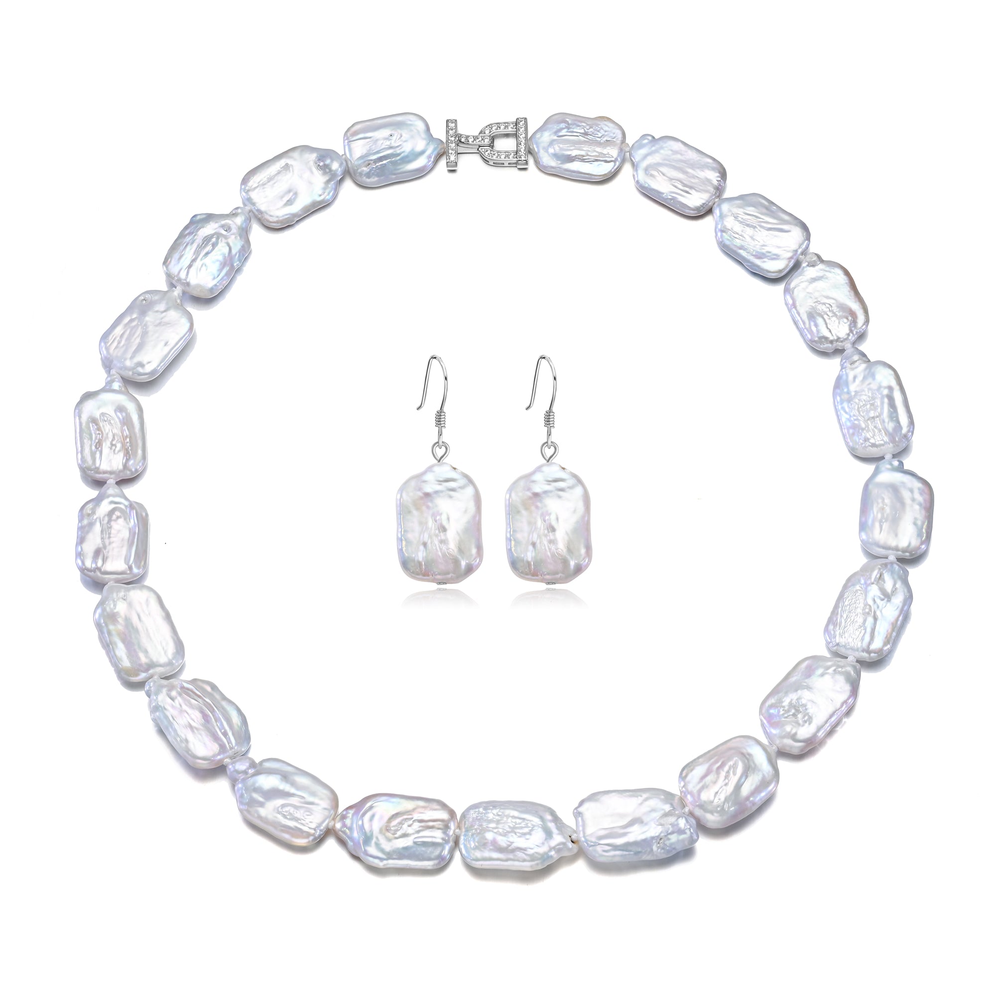 Perlore Statement 15x20mm Rectangle Freshwater Pearl Set | High Lustre