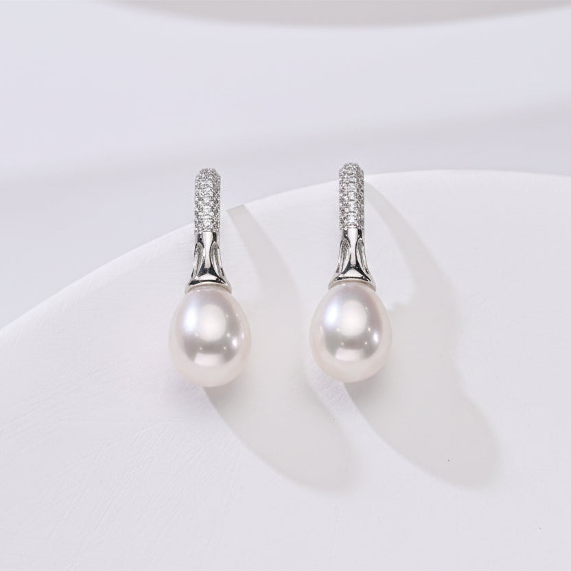 Lunar Tide 8-9mm AAA drop pearl earrings