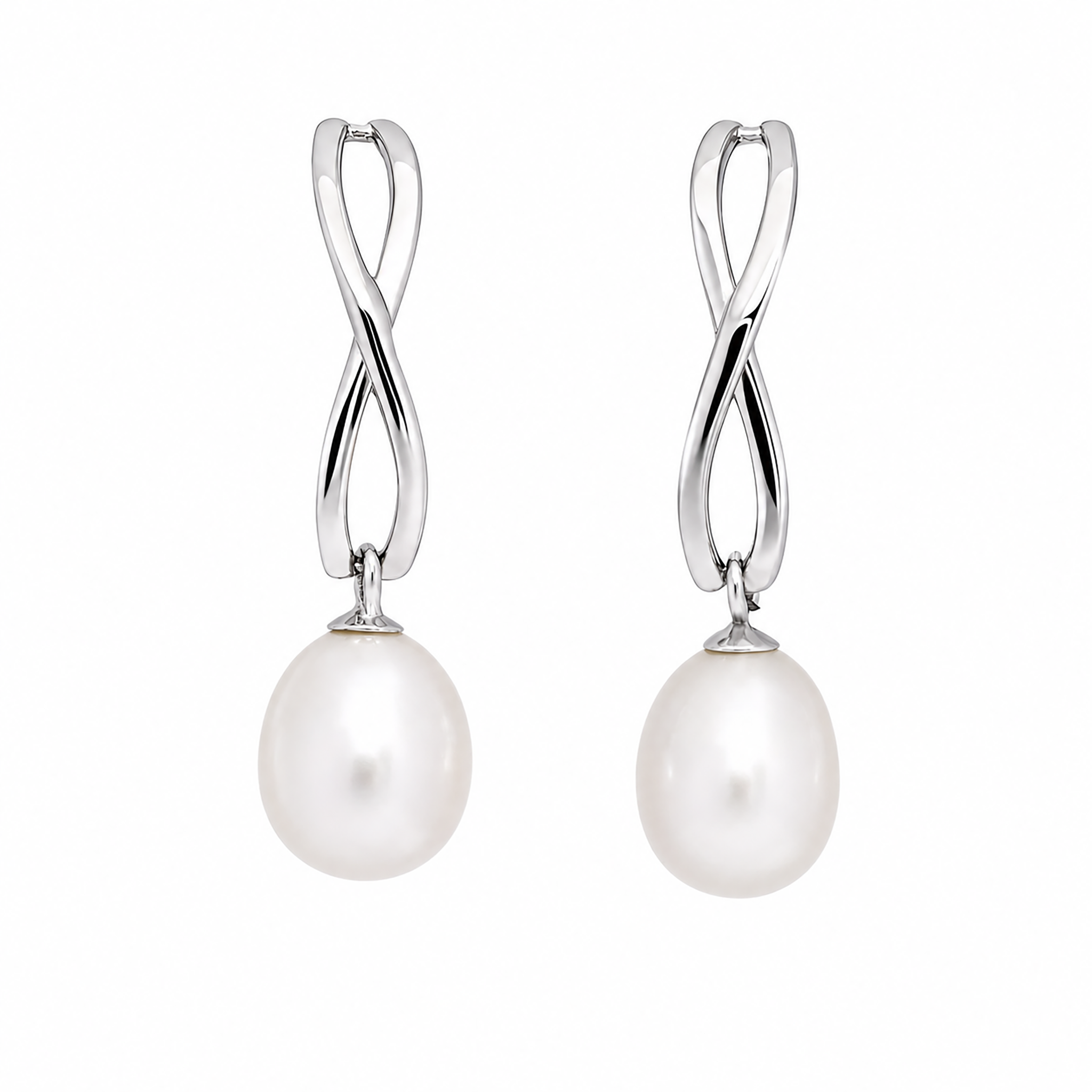Perlore AAA Sleek Infinity Teardrop Pearl Drops