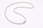 Perlore Lustrous 3-4mm AAA Freshwater Pearl Strand Necklace – 40cm Choker with 18k Yellow Gold Bowknot Box Clasp
