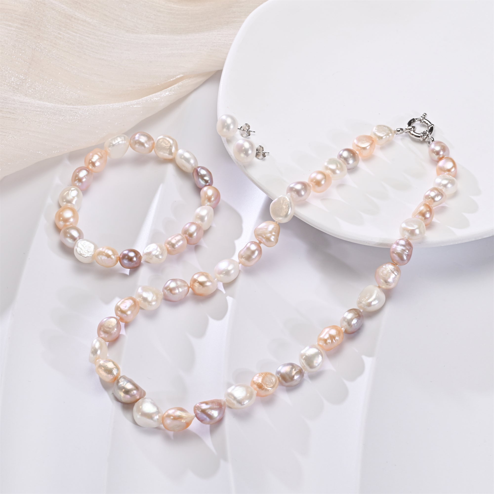 Perlore Baroque Luminous Freshwater Pearl Set | 10mm AA Grade