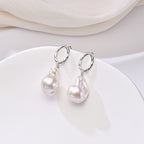 Perlore Freshwater Organic Orbit Baroque Pearl Drop Earrings in Sterling Silver