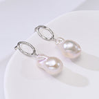 Perlore Freshwater Organic Orbit Baroque Pearl Drop Earrings in Sterling Silver