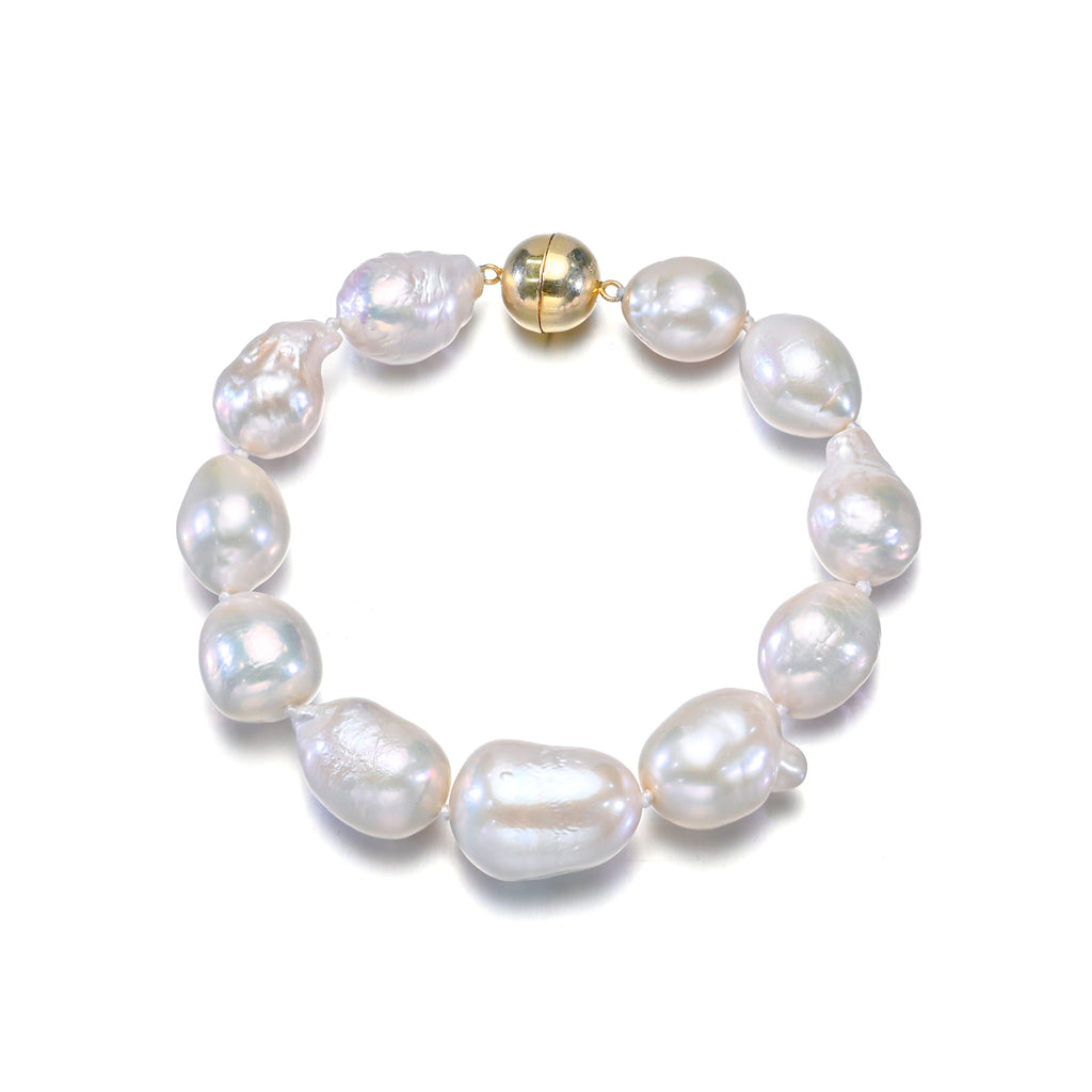 Perlore Lustrous Baroque: Large AA Freshwater Pearl Statement Bracelet Sterling Silver Clasp