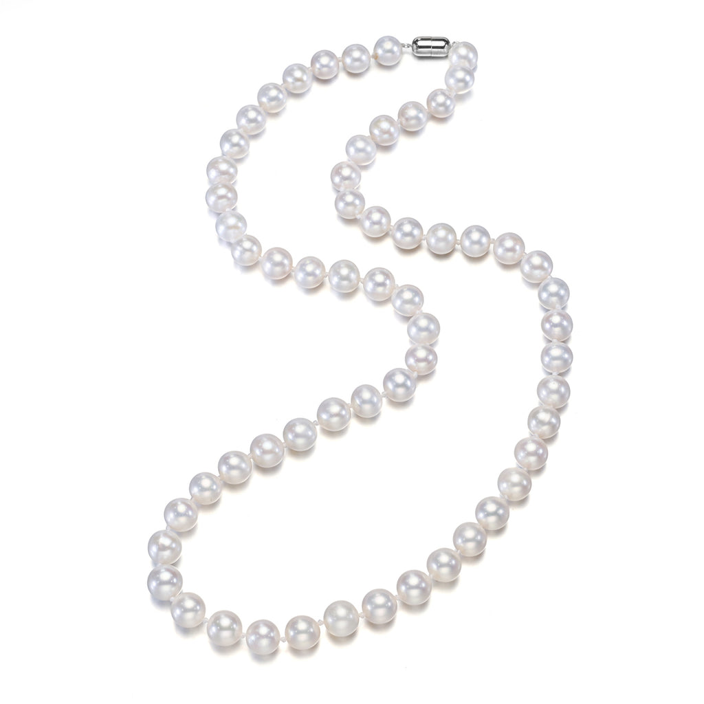 Perlore Classic 8mm Round Freshwater Pearl Strand 14K White Gold
