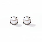 Perlore Freshwater Tulip Studs Button Pearl in Sterling Silver