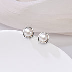 Perlore Freshwater Tulip Studs Button Pearl in Sterling Silver