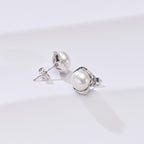 Perlore Freshwater Tulip Studs Button Pearl in Sterling Silver