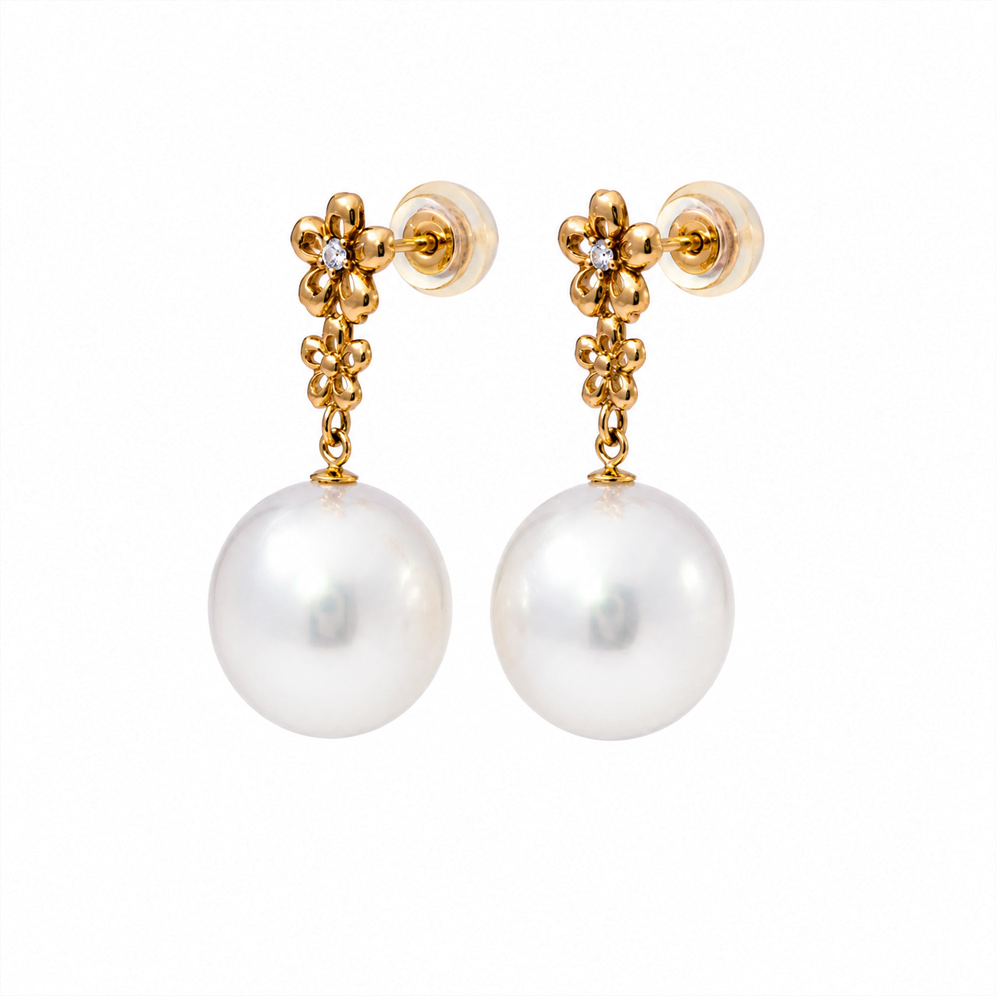 Perlore 18K Gold Twin Blossom Pearl Drops