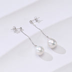 Perlore Minimalist Muse Freshwater Baroque Pearl Chain Drops Earrings