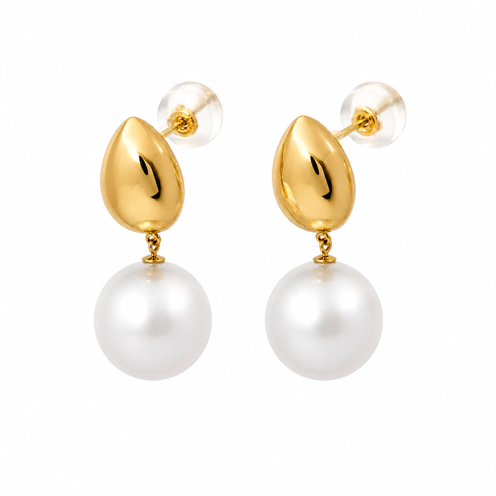 Perlore 18K Gold AAA Teardrop White South Sea Pearl Drops