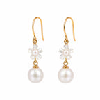 Perlore AAA K18 Yellow Gold Mother of Pearl Blossom Drops
