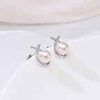 Perlore Sterling Silver Celestial Criss-Cross Freshwater Pearl Stud Earrings