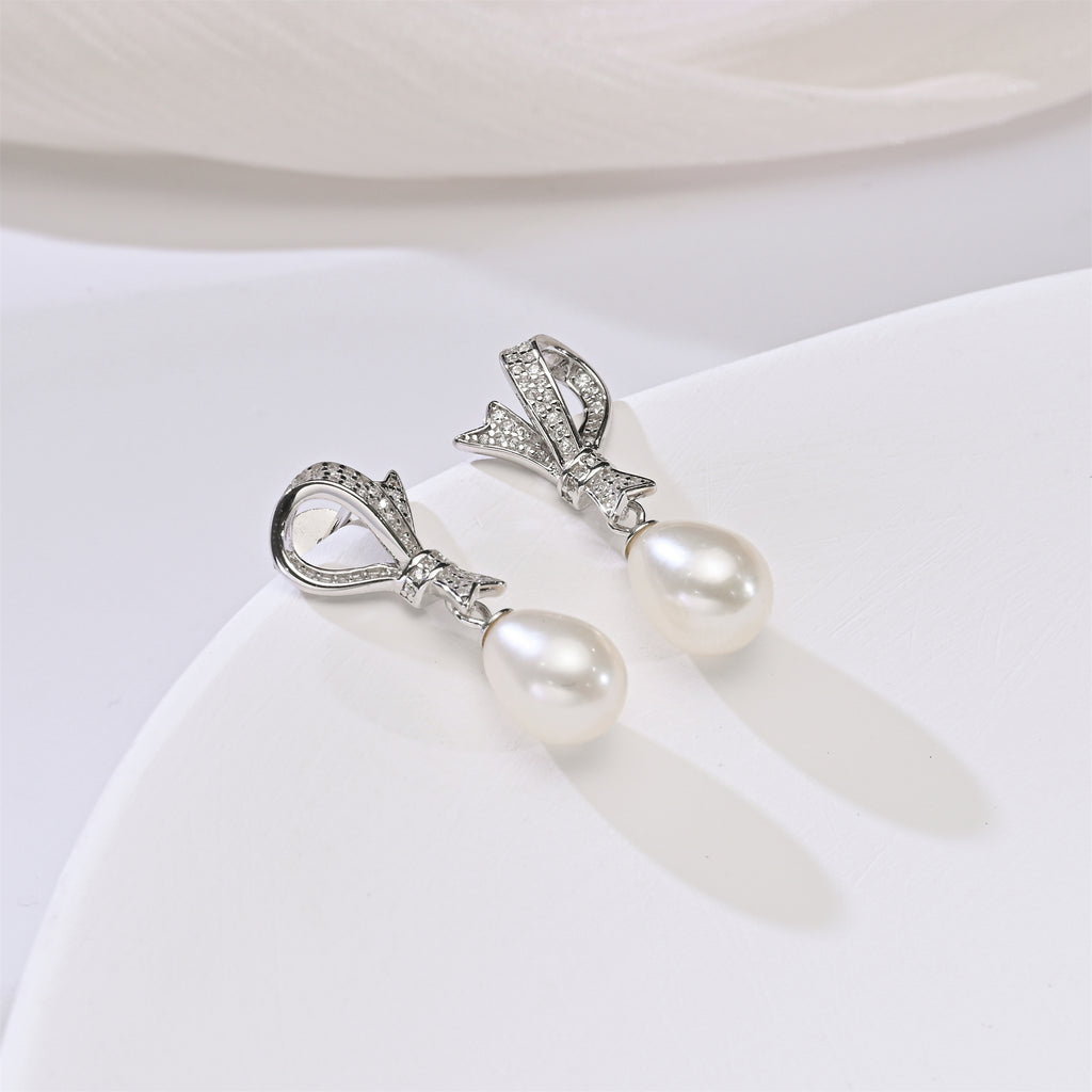 Perlore Freshwater Cultured Pearl Luminous Ribbon Teardrop Earrings in Sterling Silver