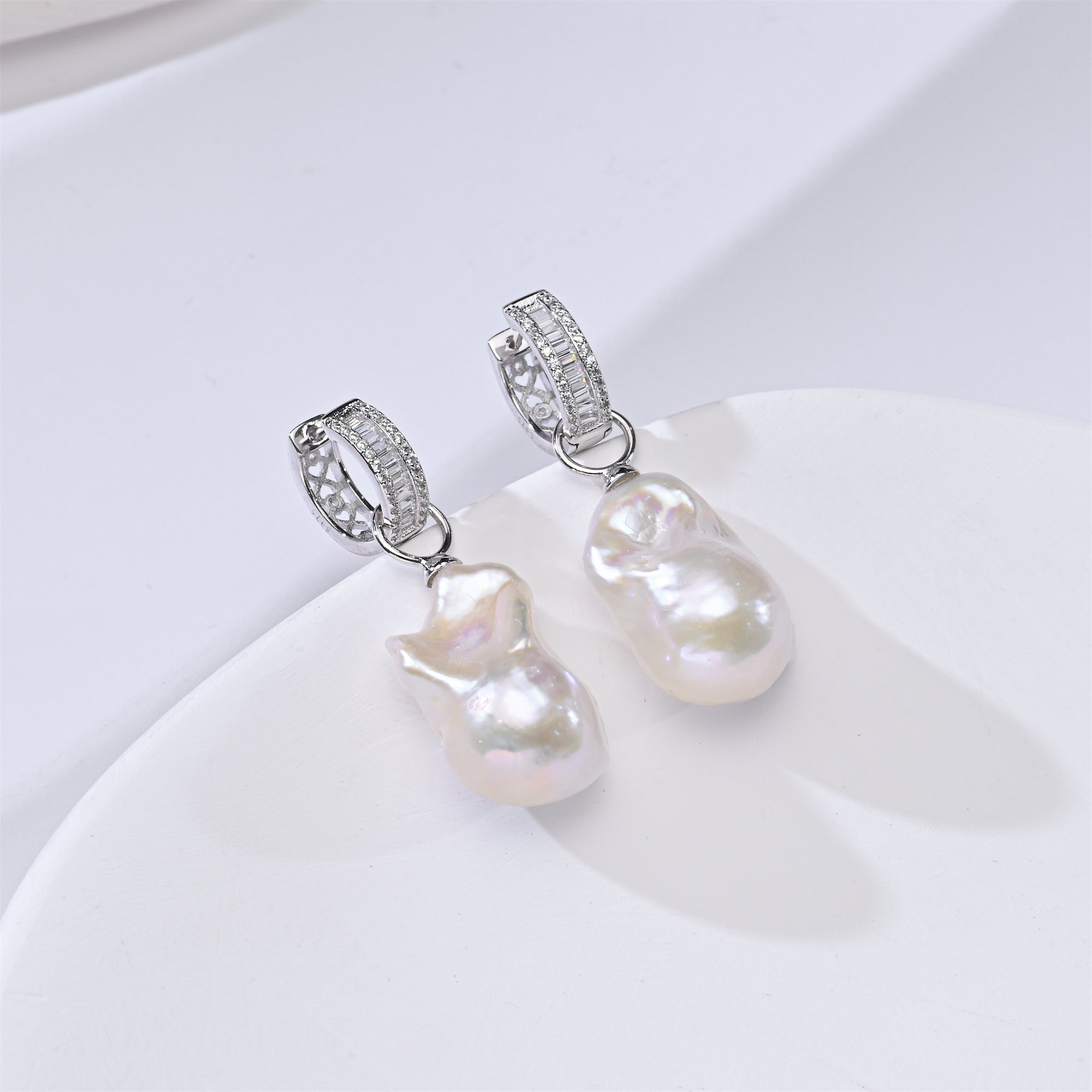 Perlore Freshwater Celestial Huggi Baroque Pearl Drops Earrings in Sterling Silver