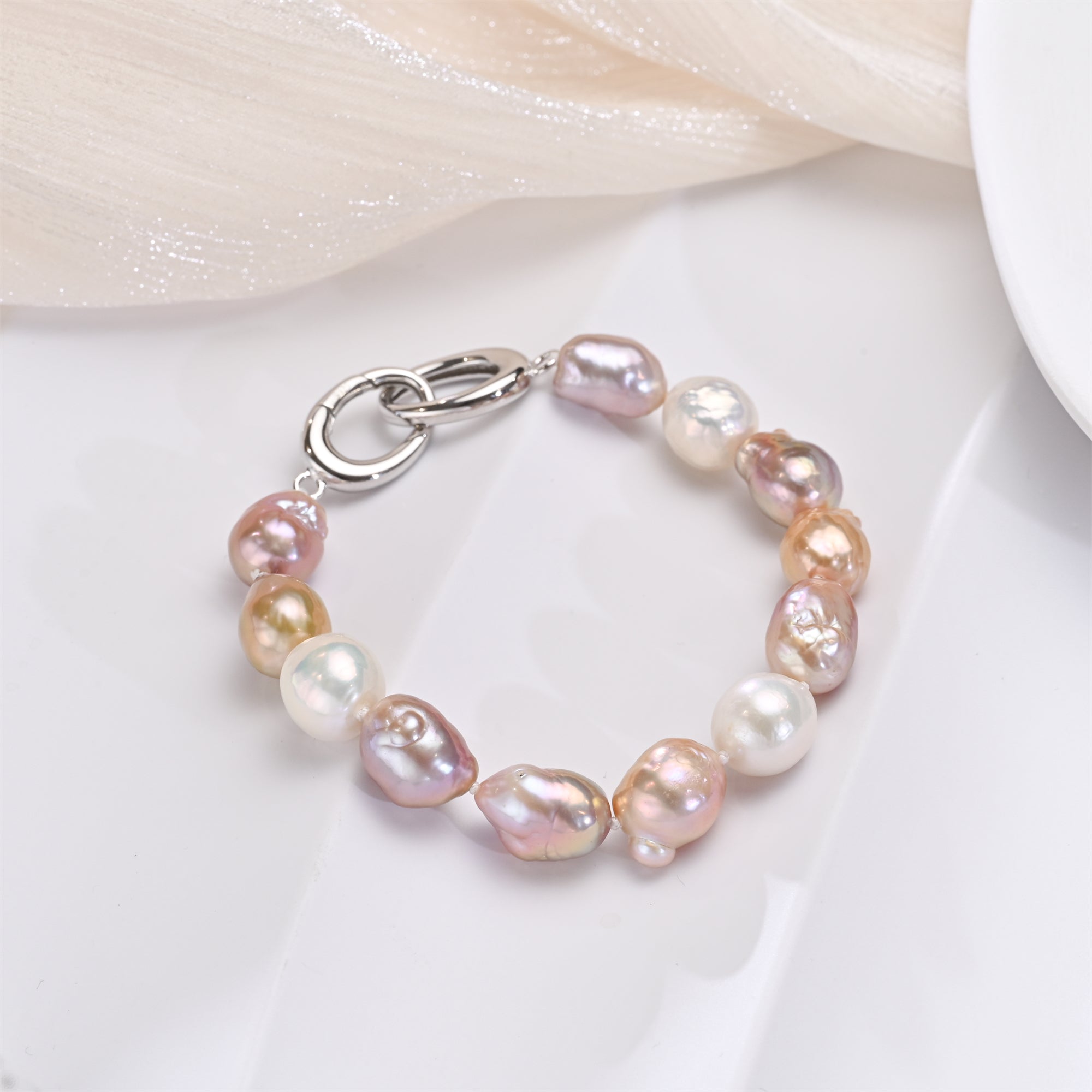 Perlore The Multi-Color "Sunset" Baroque Bracelet Sterling Silver Clasp