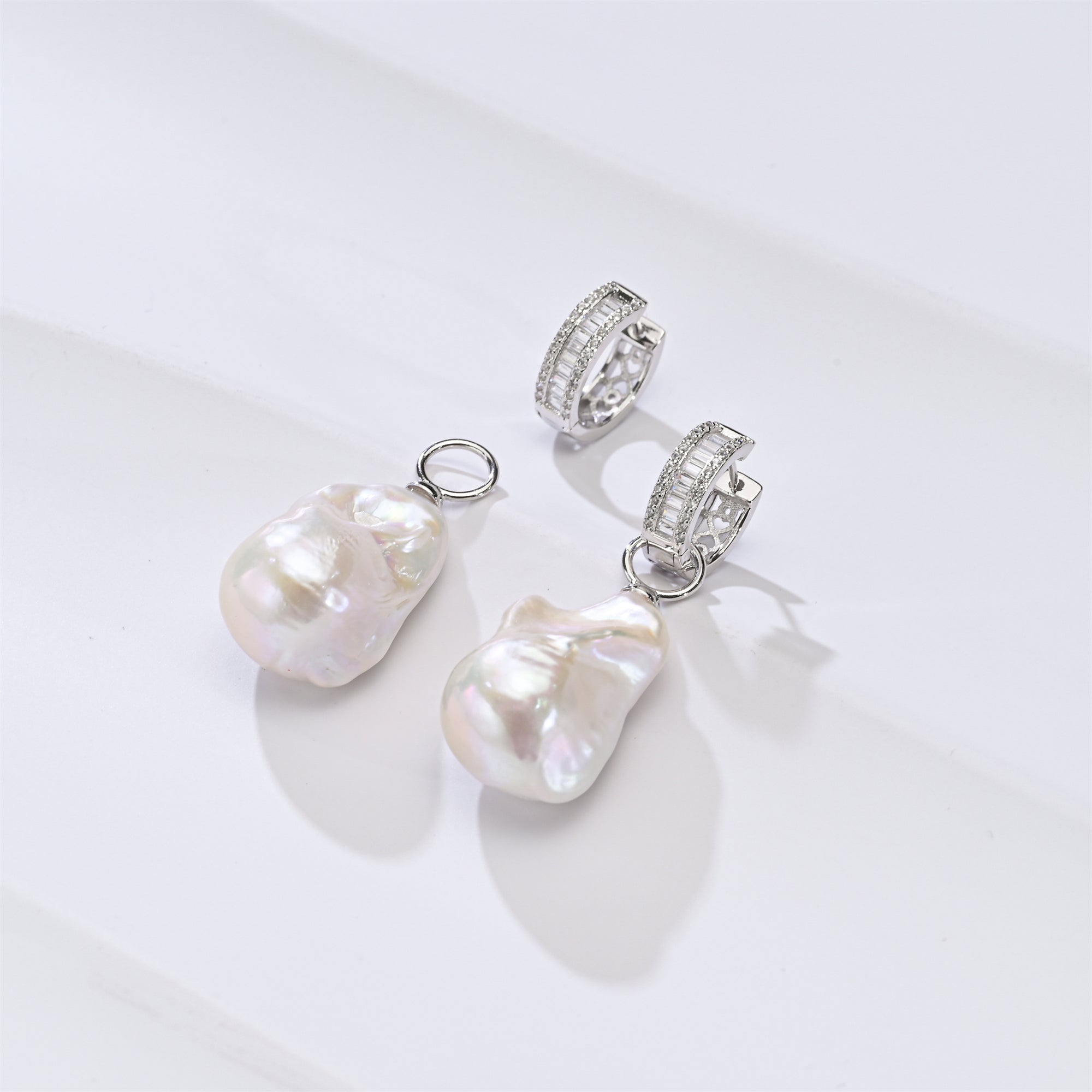 Perlore Freshwater Celestial Huggi Baroque Pearl Drops Earrings in Sterling Silver