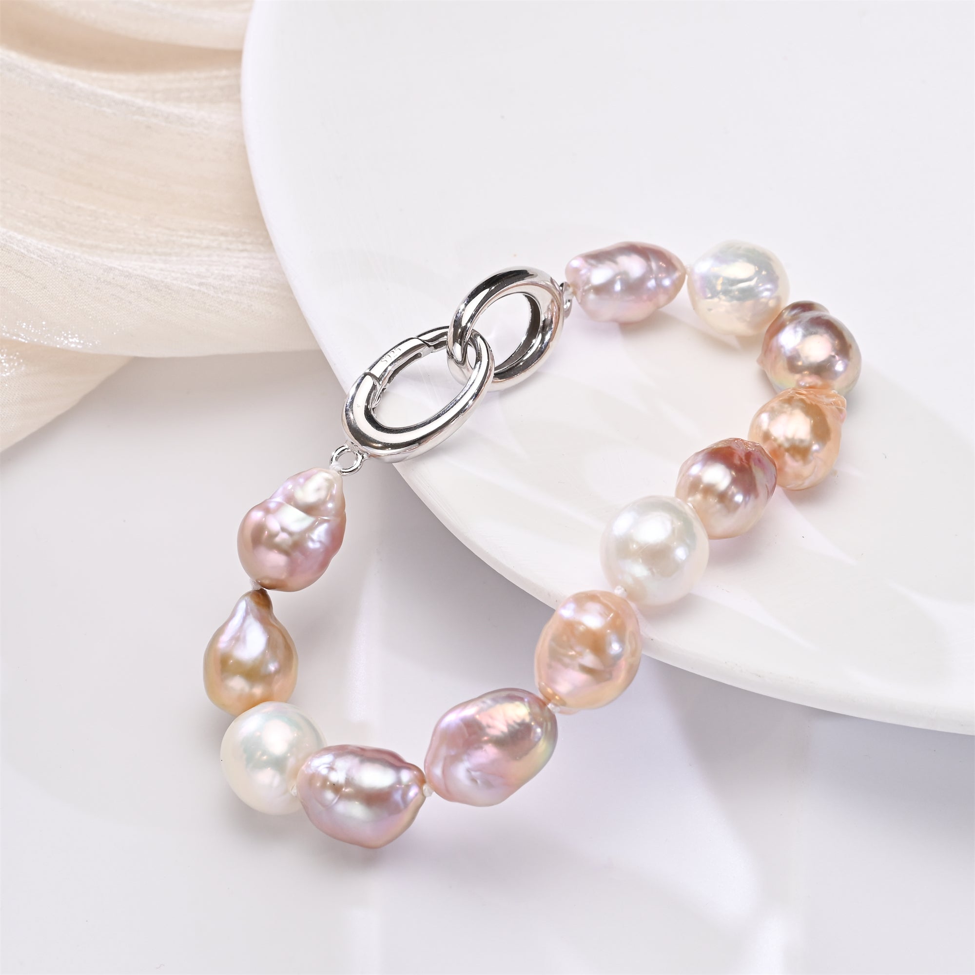 Perlore The Multi-Color "Sunset" Baroque Bracelet Sterling Silver Clasp