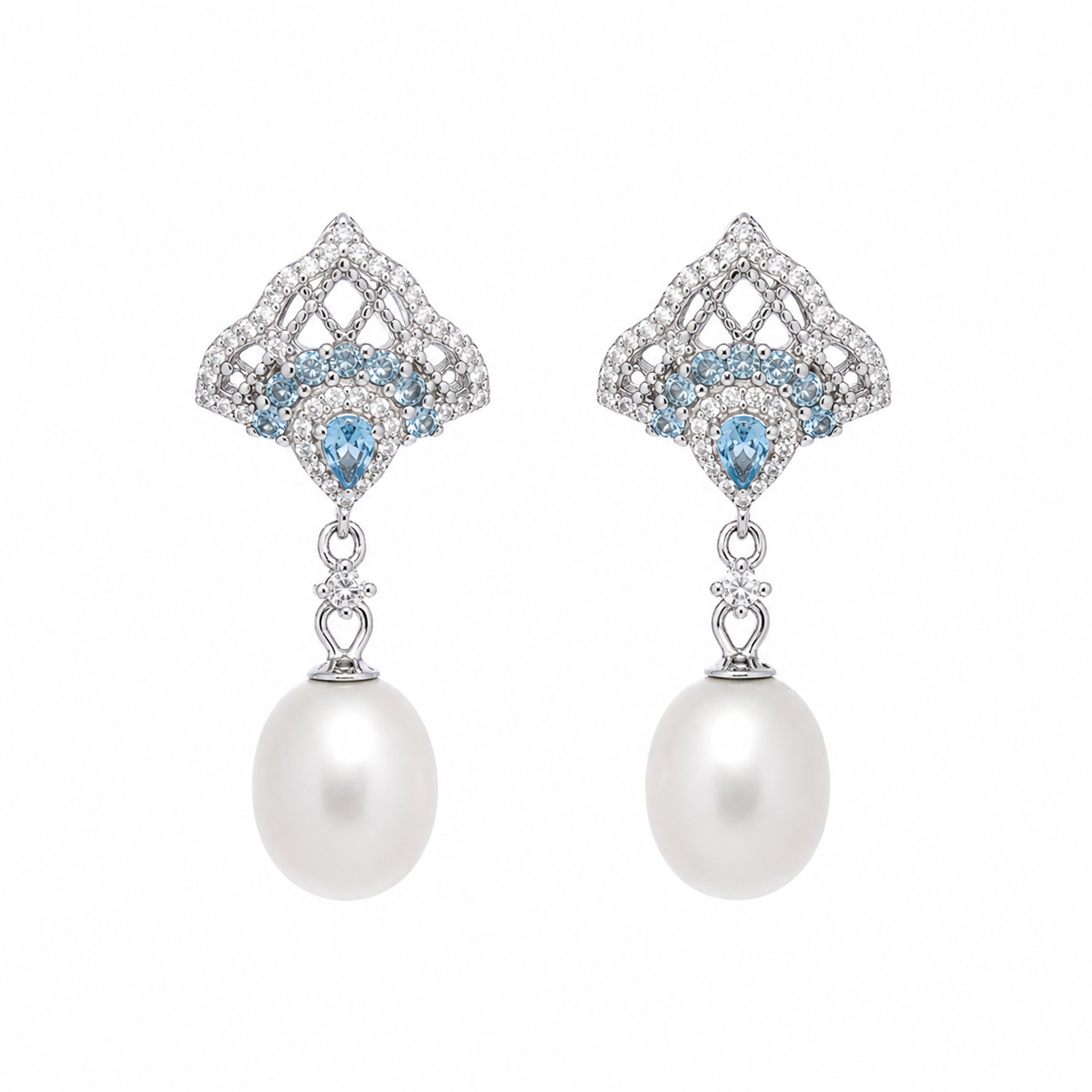 Perlore AAA Vintage Blue Crystal Pearl Drops