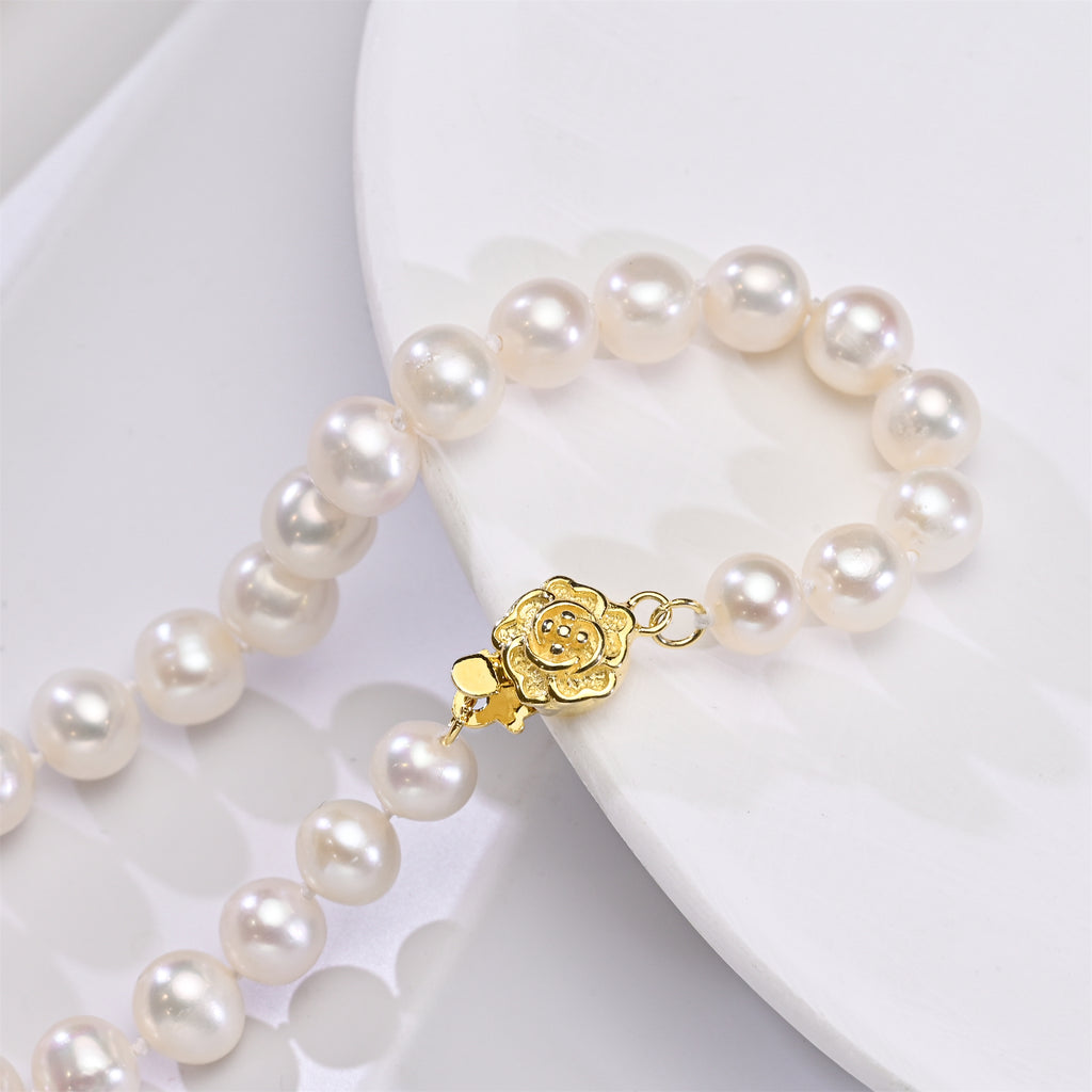 Perlore 7-8mm AA Near-Round Freshwater Pearl Bracelet