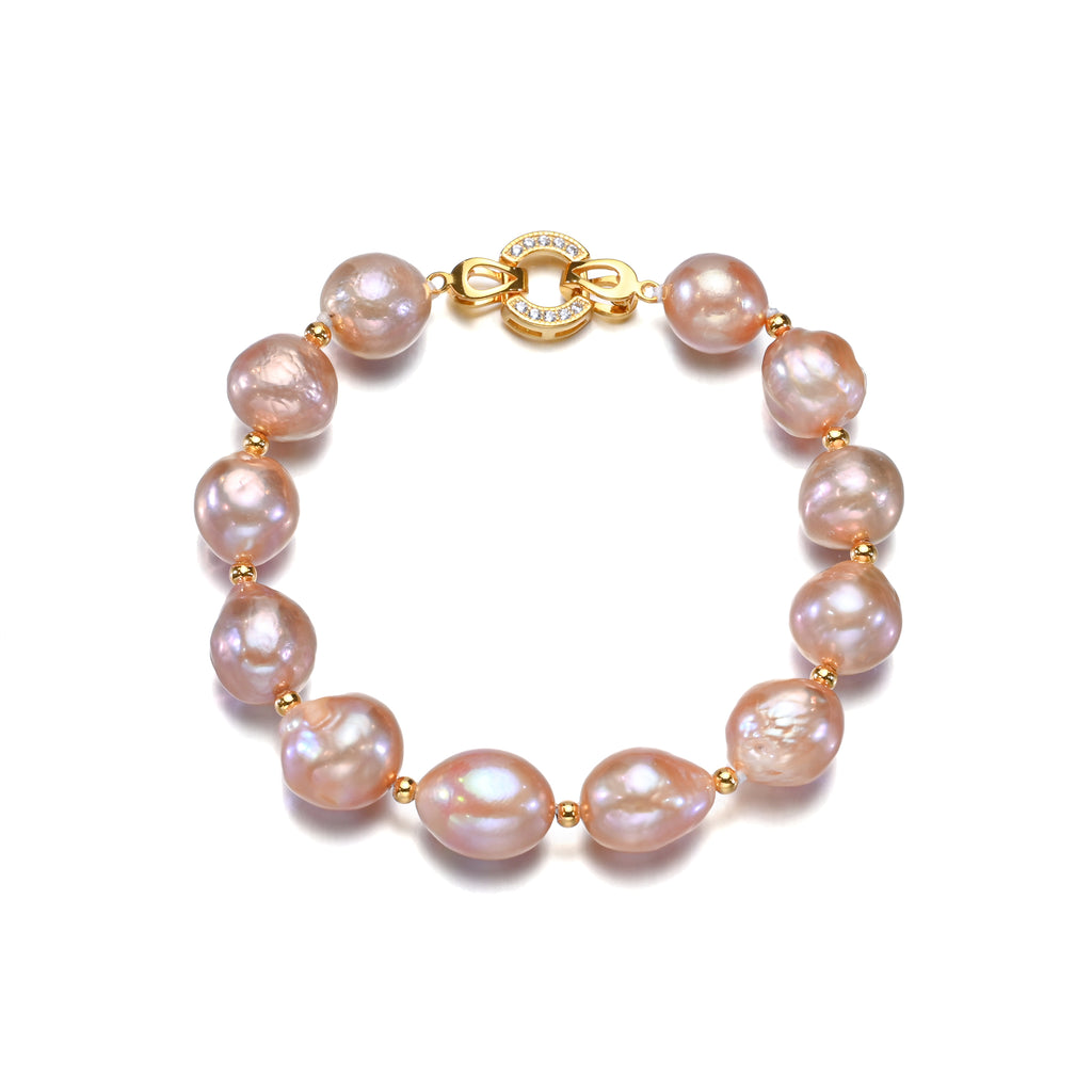 Perlore 11mm AA+ Baroque Pearl Bracelet with Sterling Silver Hardware