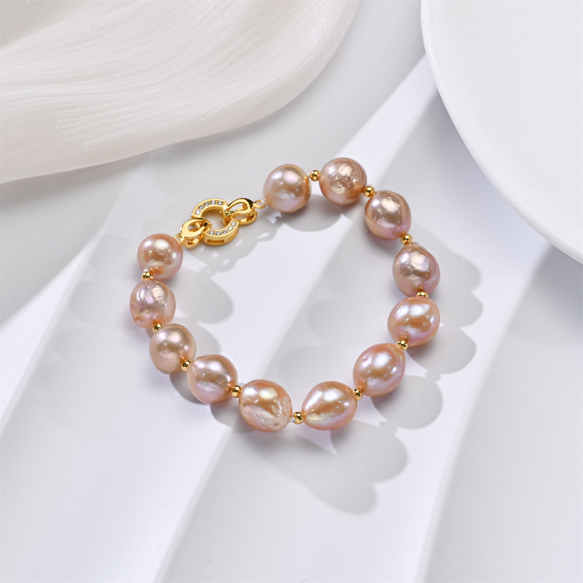 Perlore 11mm AA+ Baroque Pearl Bracelet with Sterling Silver Hardware