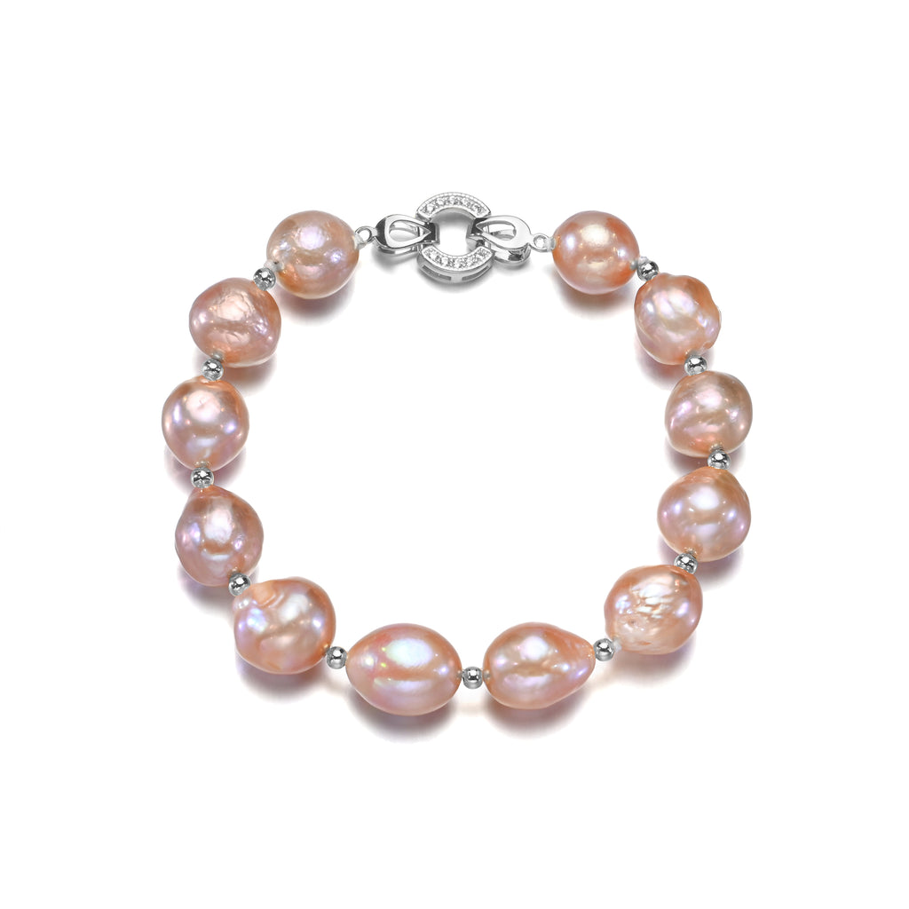 Perlore 11mm AA+ Baroque Pearl Bracelet with Sterling Silver Clasp