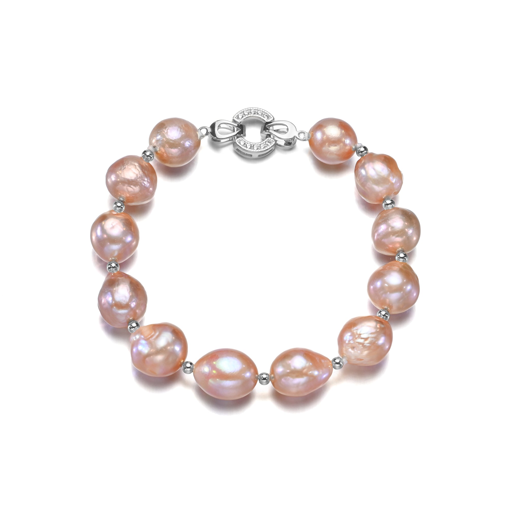 Perlore 11mm AA+ Baroque Pearl Bracelet with Sterling Silver Clasp