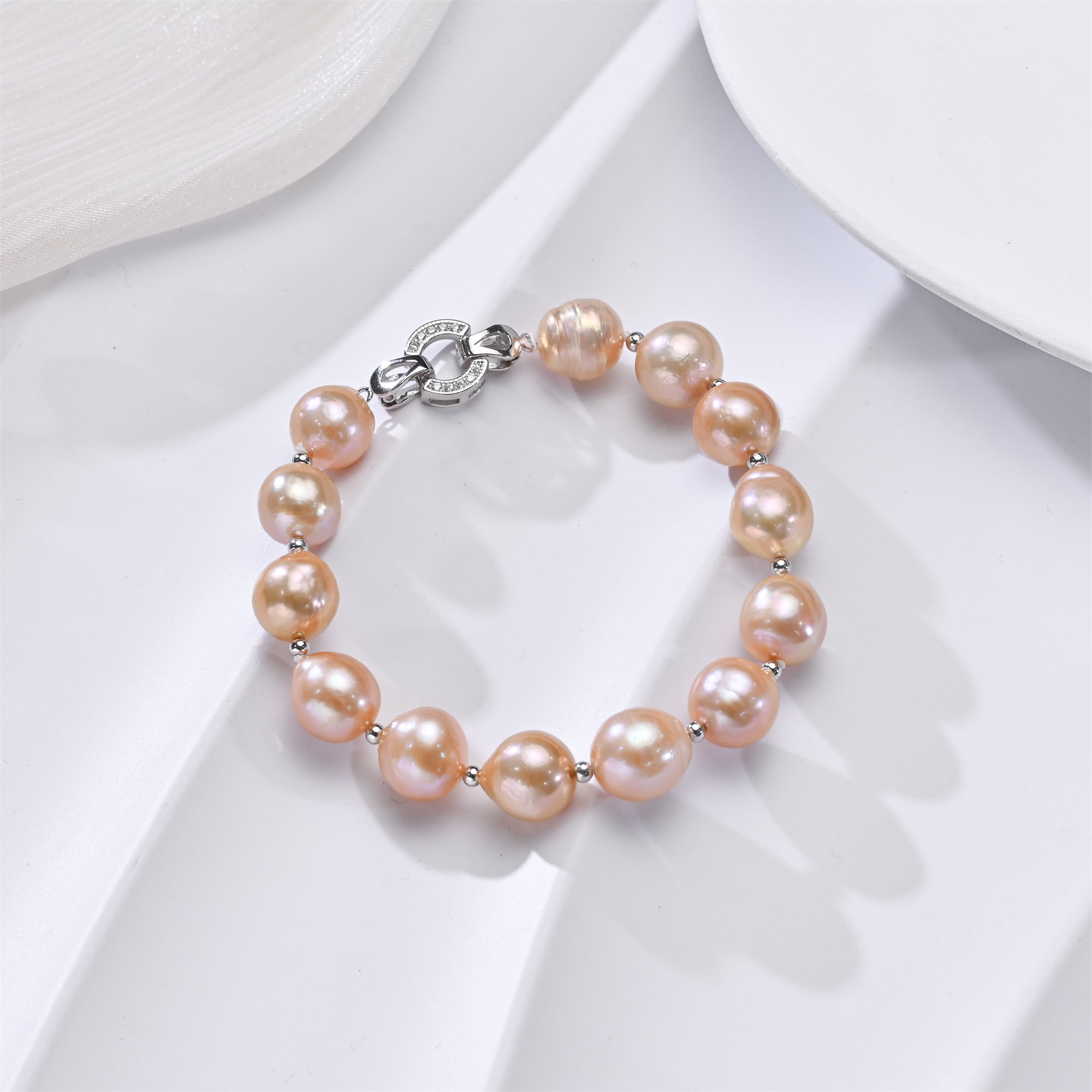 Perlore 11mm AA+ Baroque Pearl Bracelet with Sterling Silver Clasp