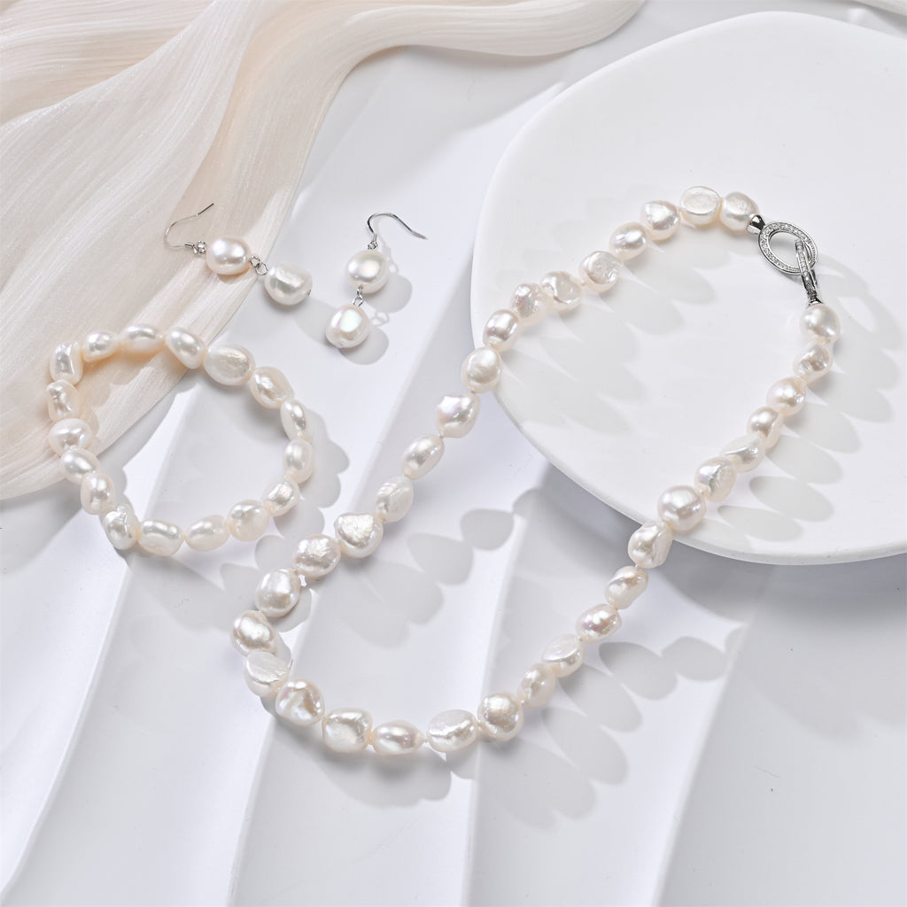 Perlore Lustrous 10mm Baroque Freshwater Pearl Set | AA Grade