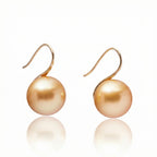 Perlore 18K Yellow Gold South Sea Pearl Filigree Hook Earrings 12.5mm Round (Guild Noble)