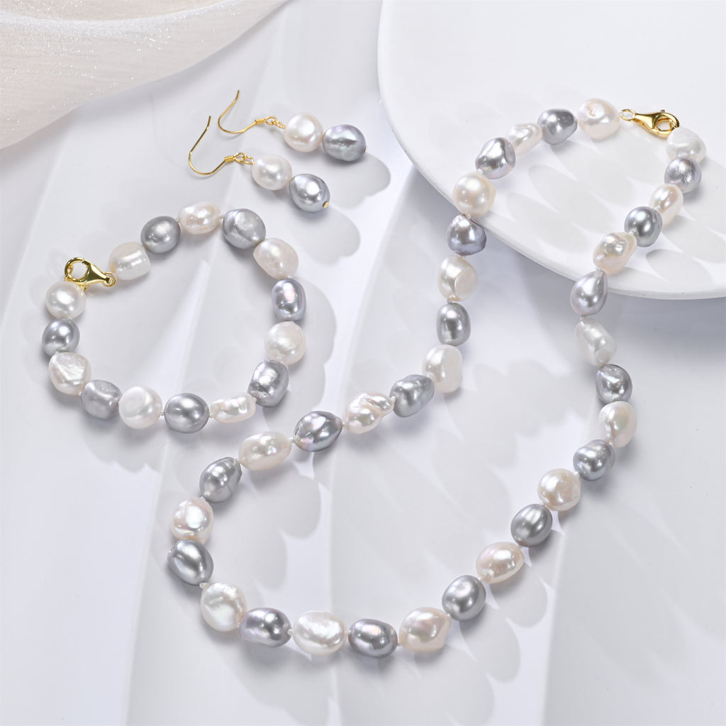 Perlore 10mm Baroque Freshwater Pearl Jewelry Set AA Grade