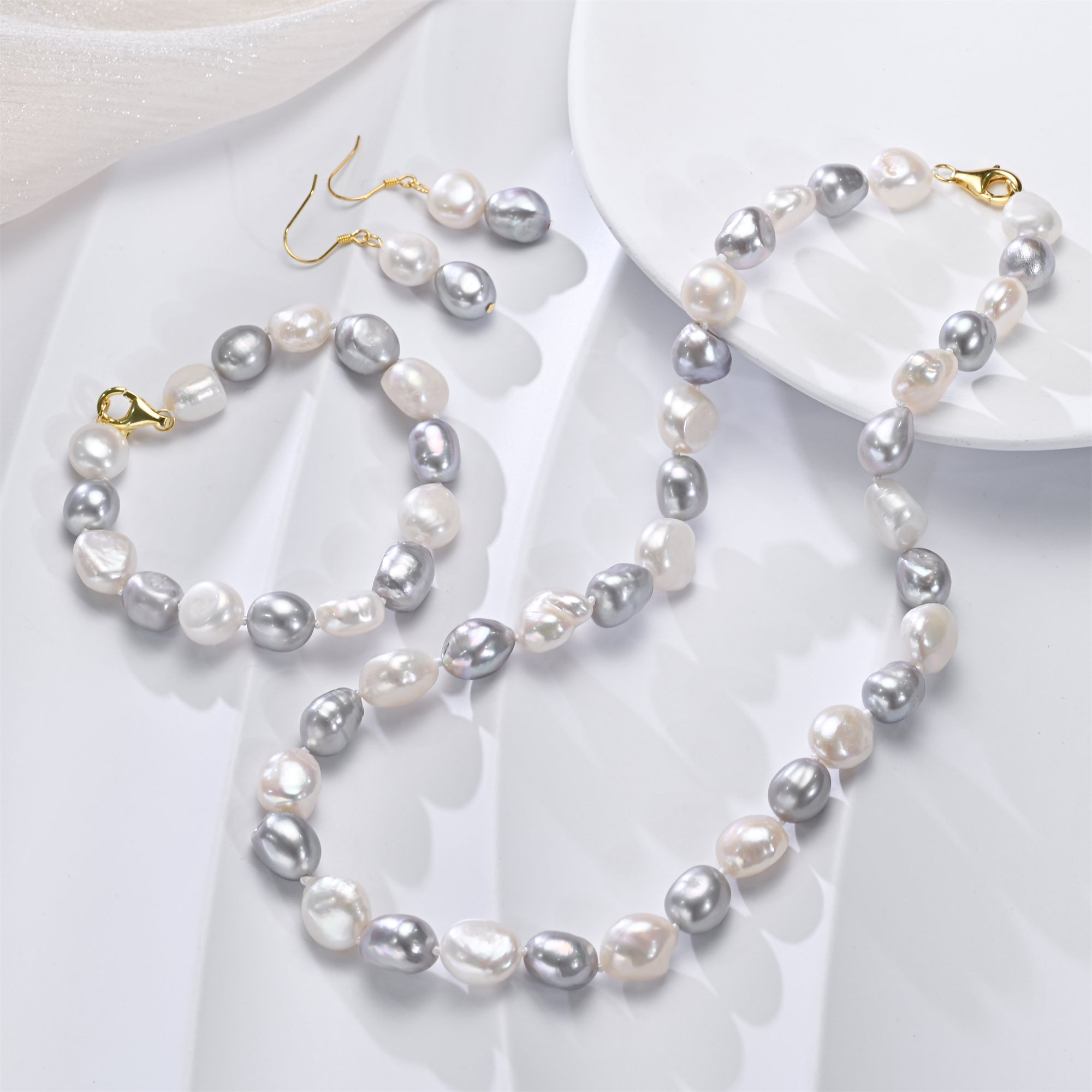 Perlore 10mm Baroque Freshwater Pearl Jewelry Set AA Grade