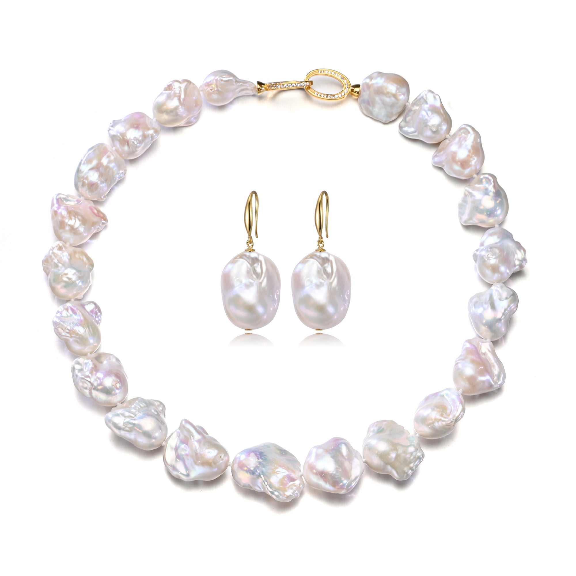 Perlore Extra-Large 15x20mm AA Baroque Pearl Jewelry Set