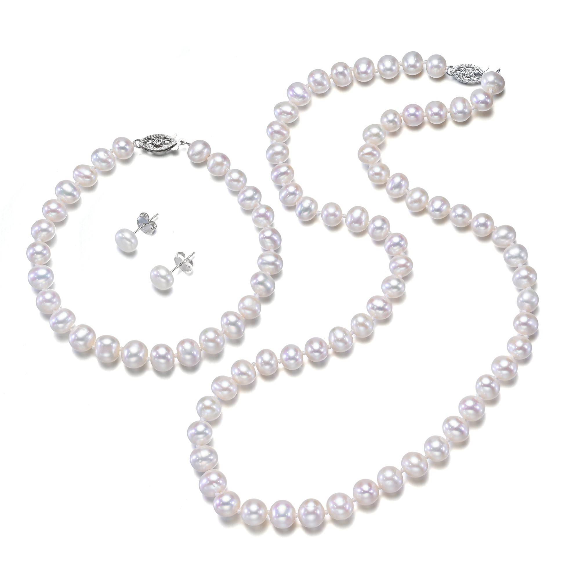 Perlore Luminous Freshwater Pearl Jewellery Set 7mm Off Round