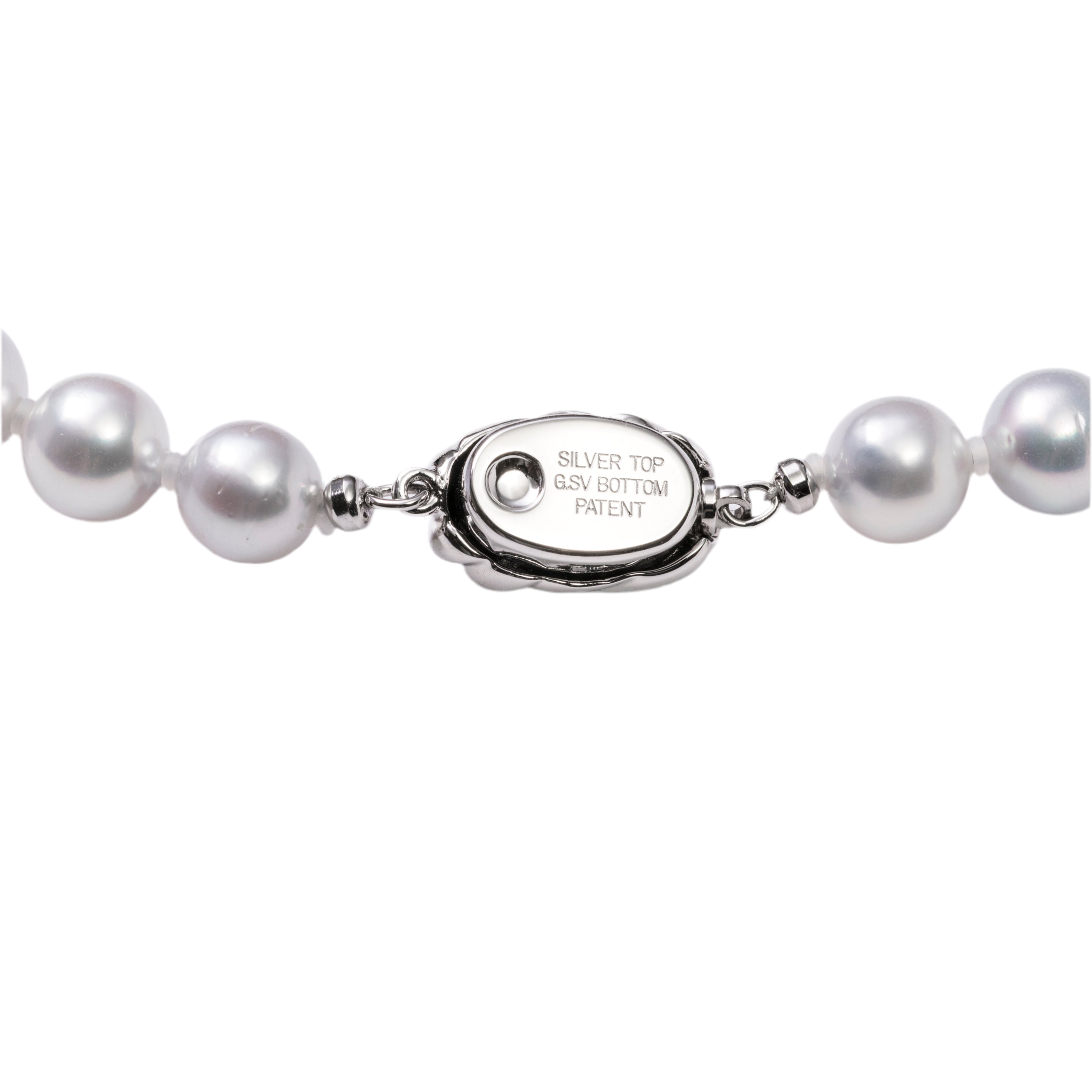 Perlore 7.5mm – 11.1mm Graduated South Sea Pearl Strand – White Silver, Phoenix Grade (Guild Certified)