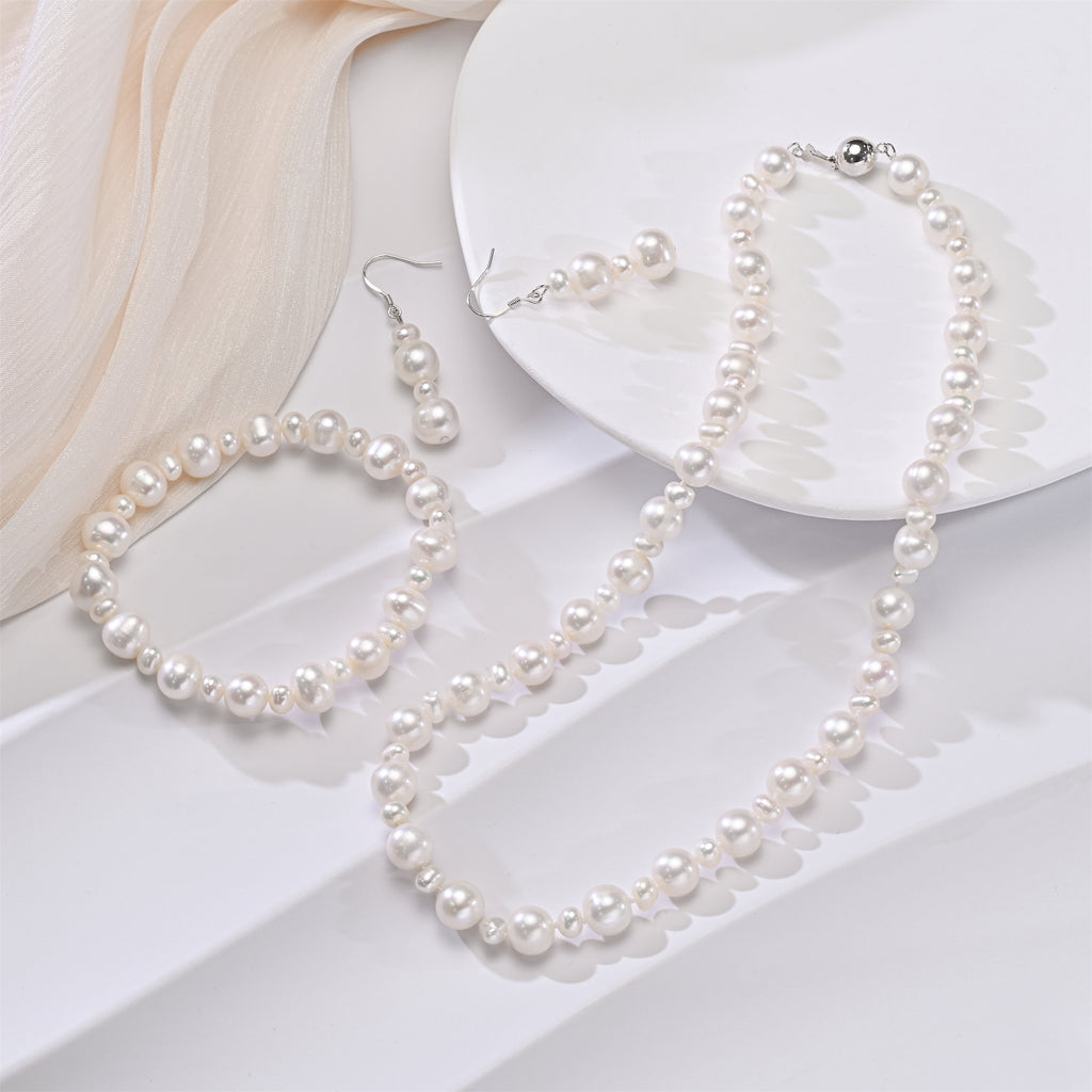 Perlore Contemporary Potato Freshwater Pearl Set | 5mm & 9mm AA Grade