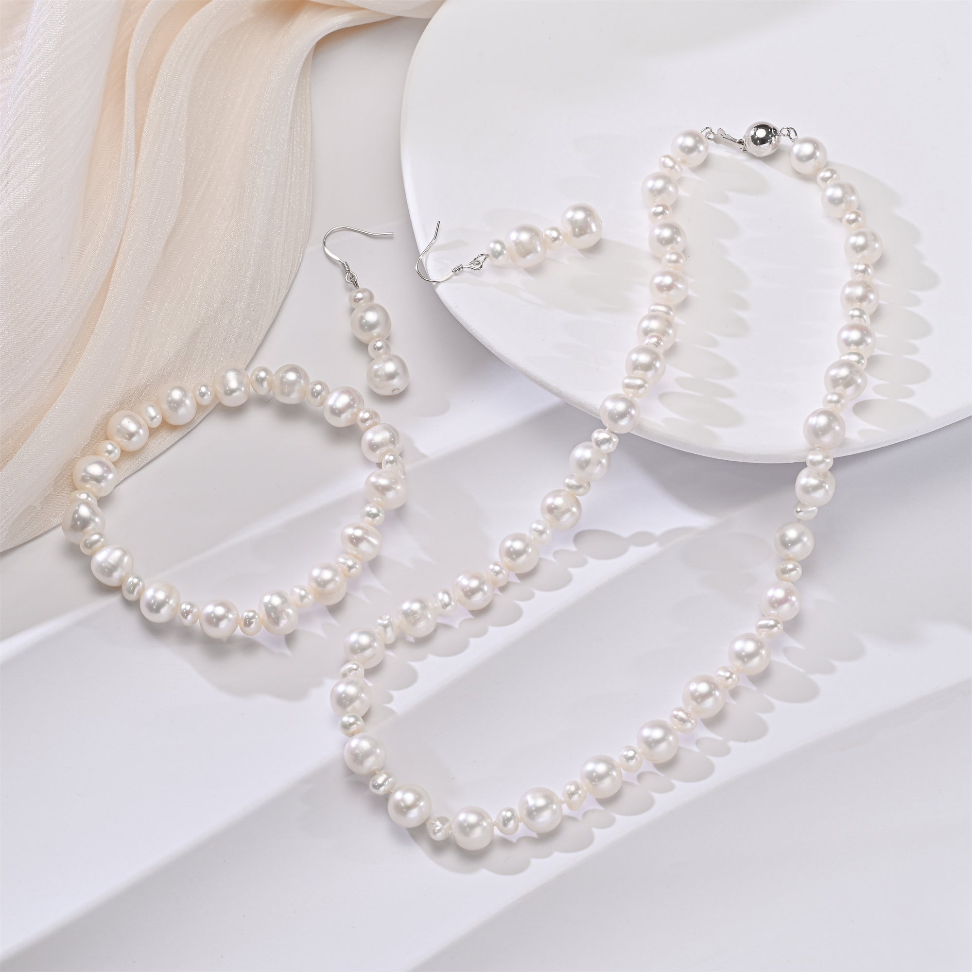Perlore Contemporary Potato Freshwater Pearl Set | 5mm & 9mm AA Grade