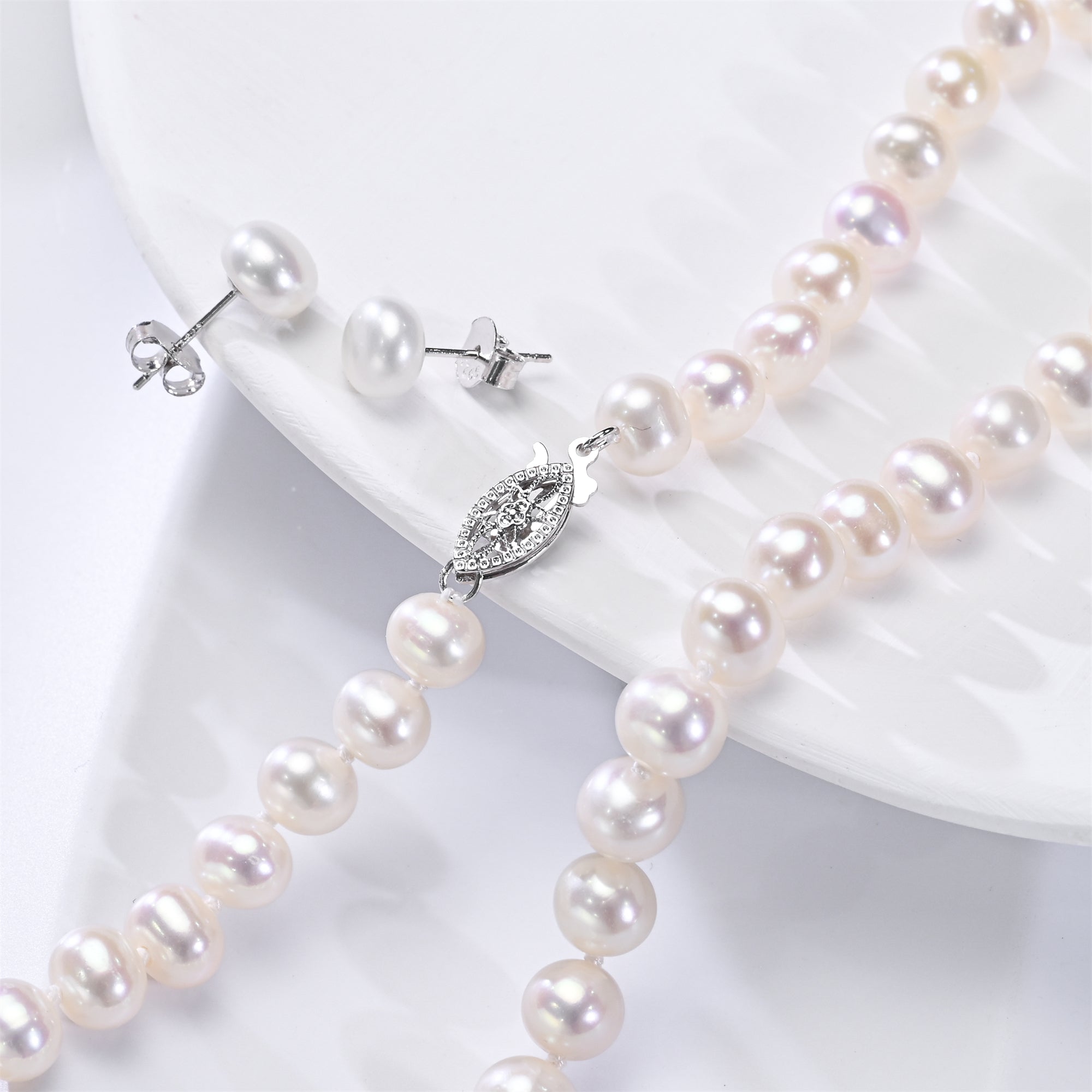 Perlore Luminous Freshwater Pearl Jewellery Set 7mm Off Round