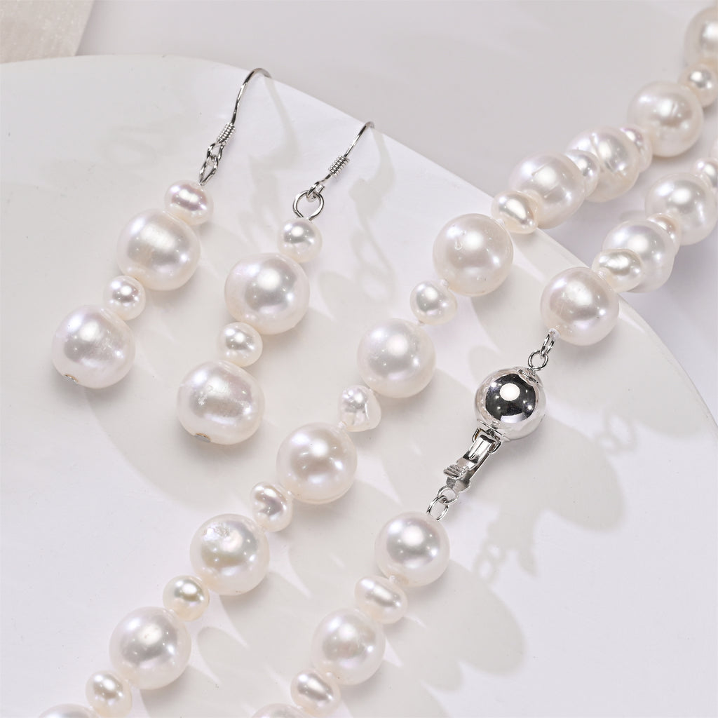 Perlore Contemporary Potato Freshwater Pearl Set | 5mm & 9mm AA Grade