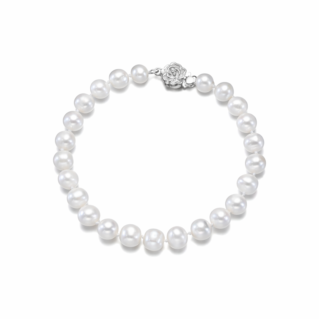 Perlore 7-8mm AA Near-Round Freshwater Pearl Bracelet