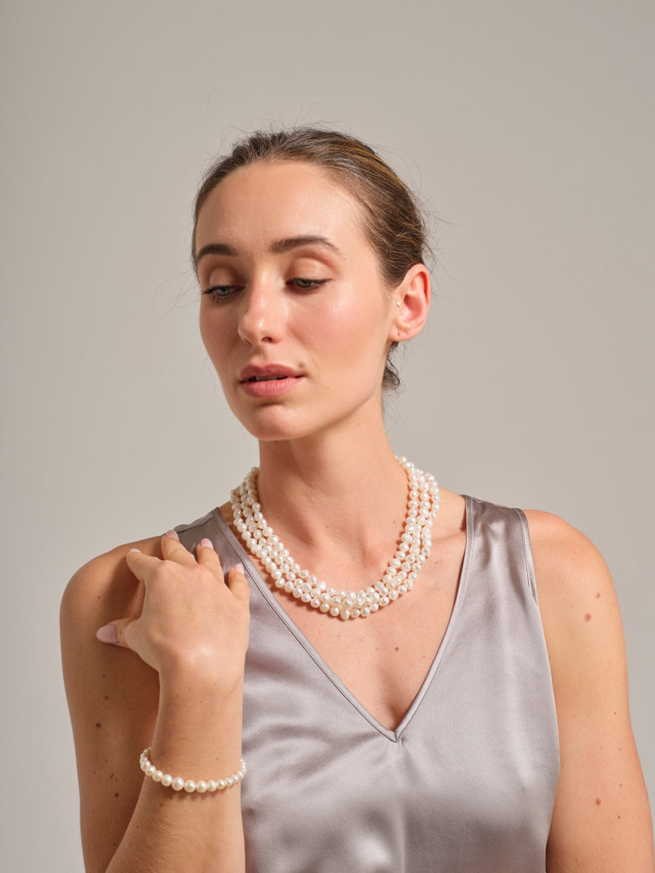 Baroque Freshwater Pearl Necklace Triple Strand