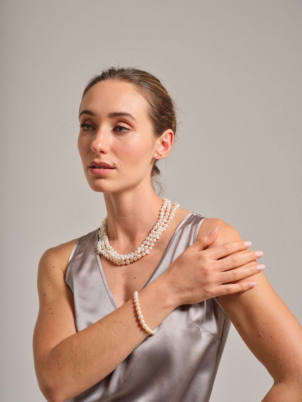 Perlore The Triple Row 18", 19" & 20" Baroque Pearl Necklace