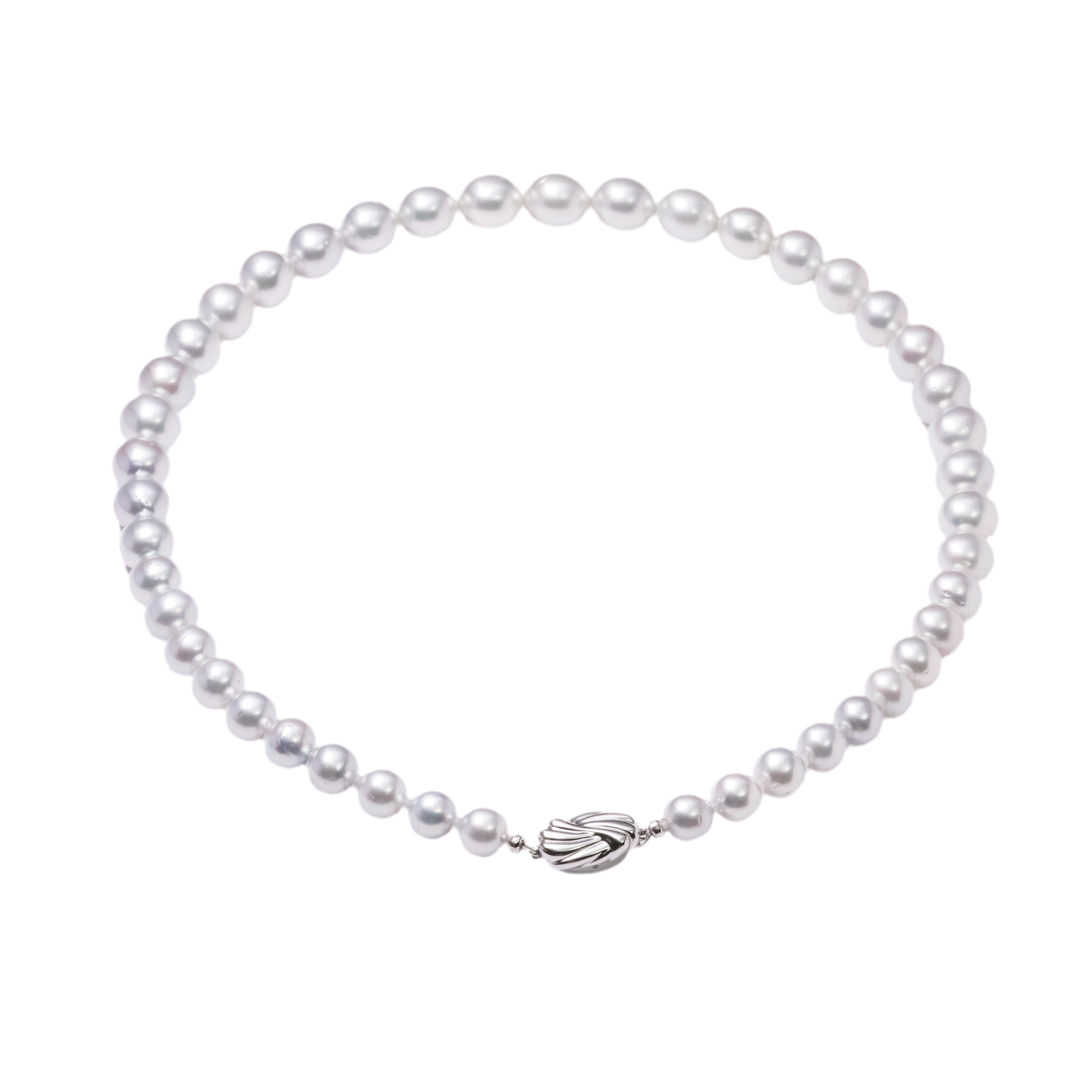 Perlore 7.5mm – 11.1mm Graduated South Sea Pearl Strand – White Silver, Phoenix Grade (Guild Certified)
