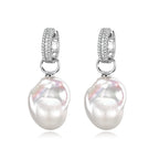 Perlore Freshwater Celestial Huggi Baroque Pearl Drops Earrings in Sterling Silver