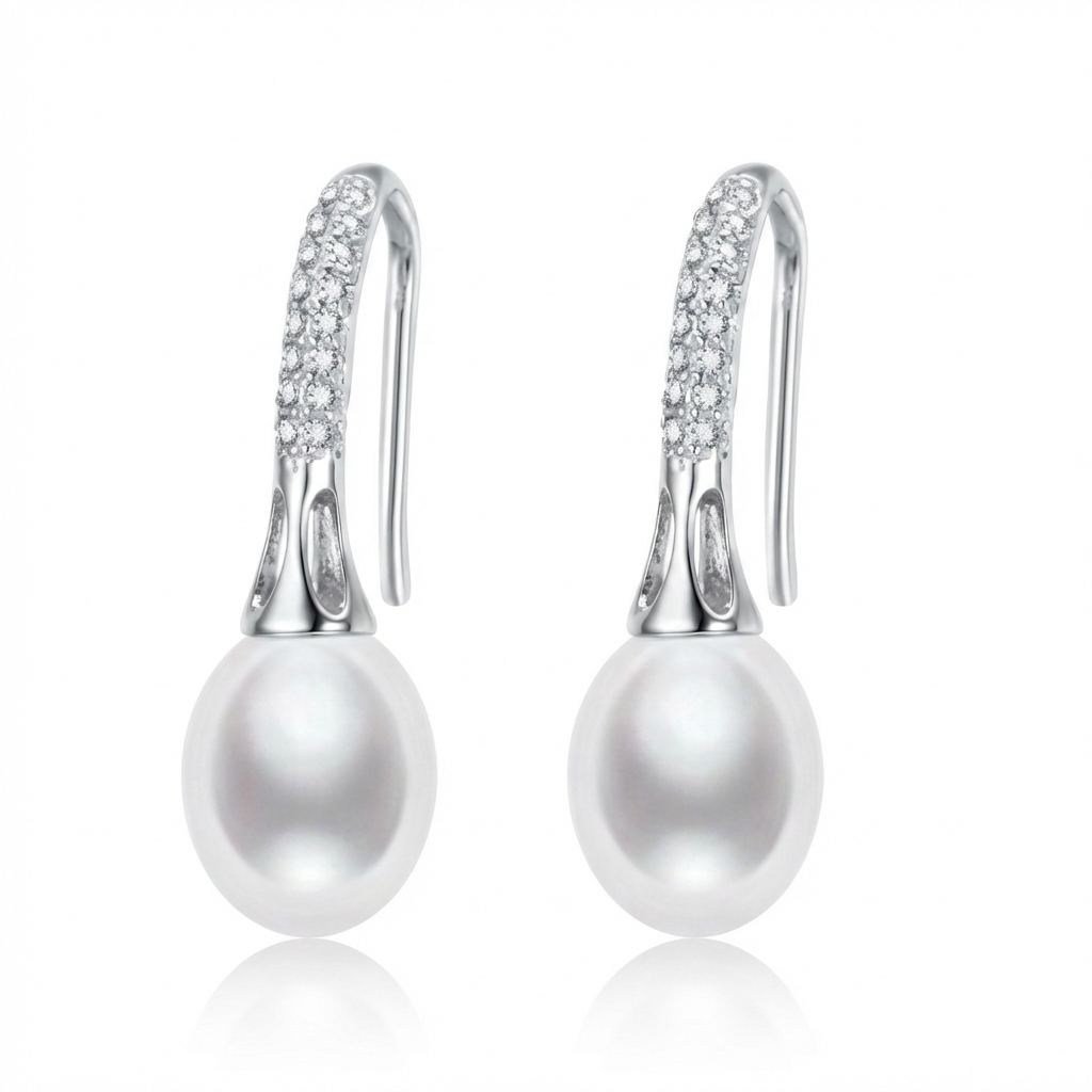 Lunar Tide 8-9mm AAA drop pearl earrings