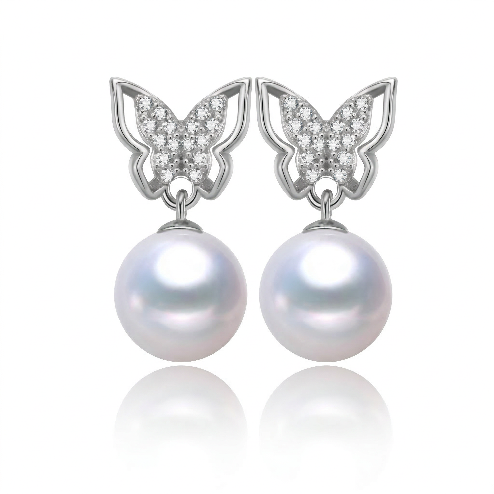 Perlore Crystal Butterfly Round Pearl Drops