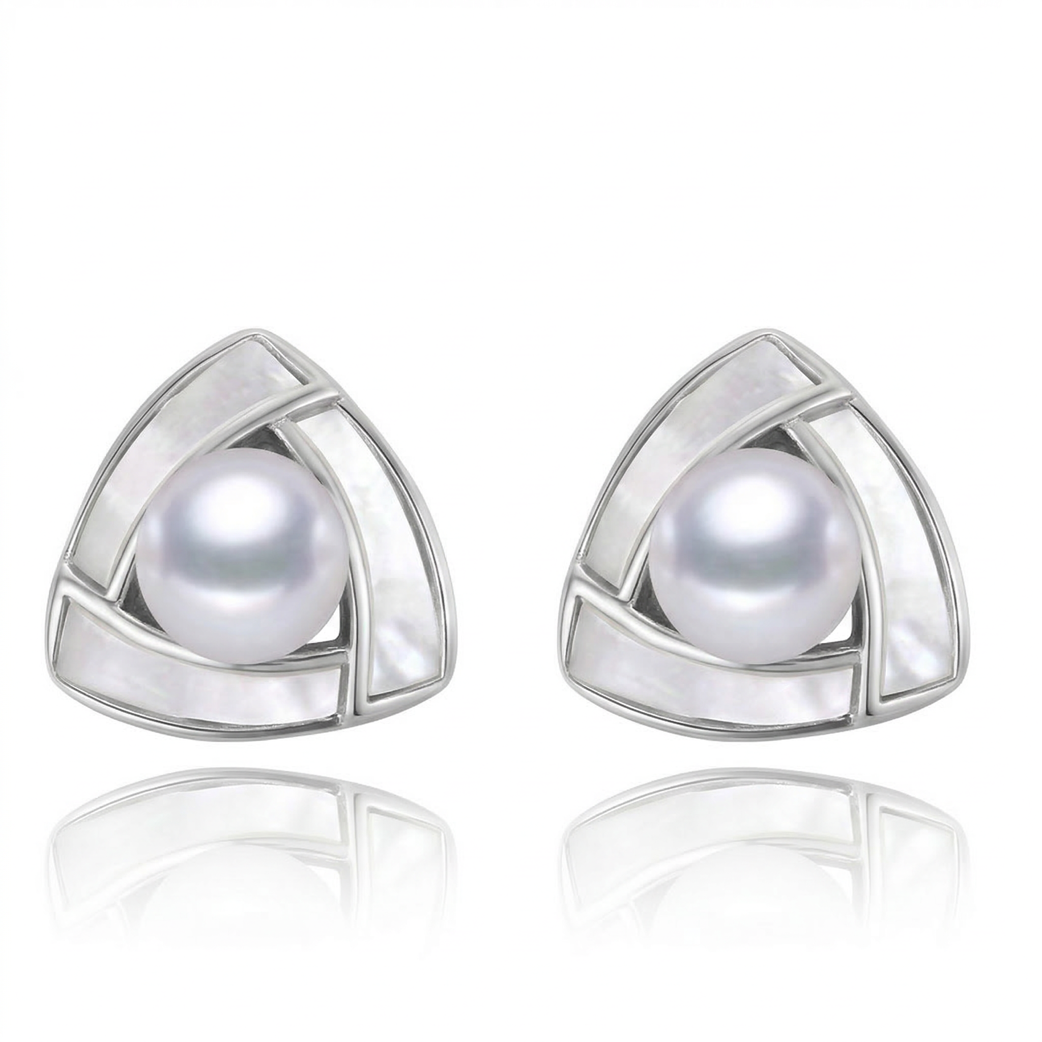 Perlore AAA Geometric Button Pearl Studs